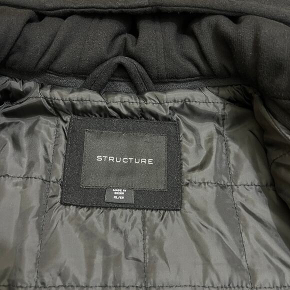Structure Wool Blend Hooded Black Full Zip Jacket Size XL - Picture 10 of 12